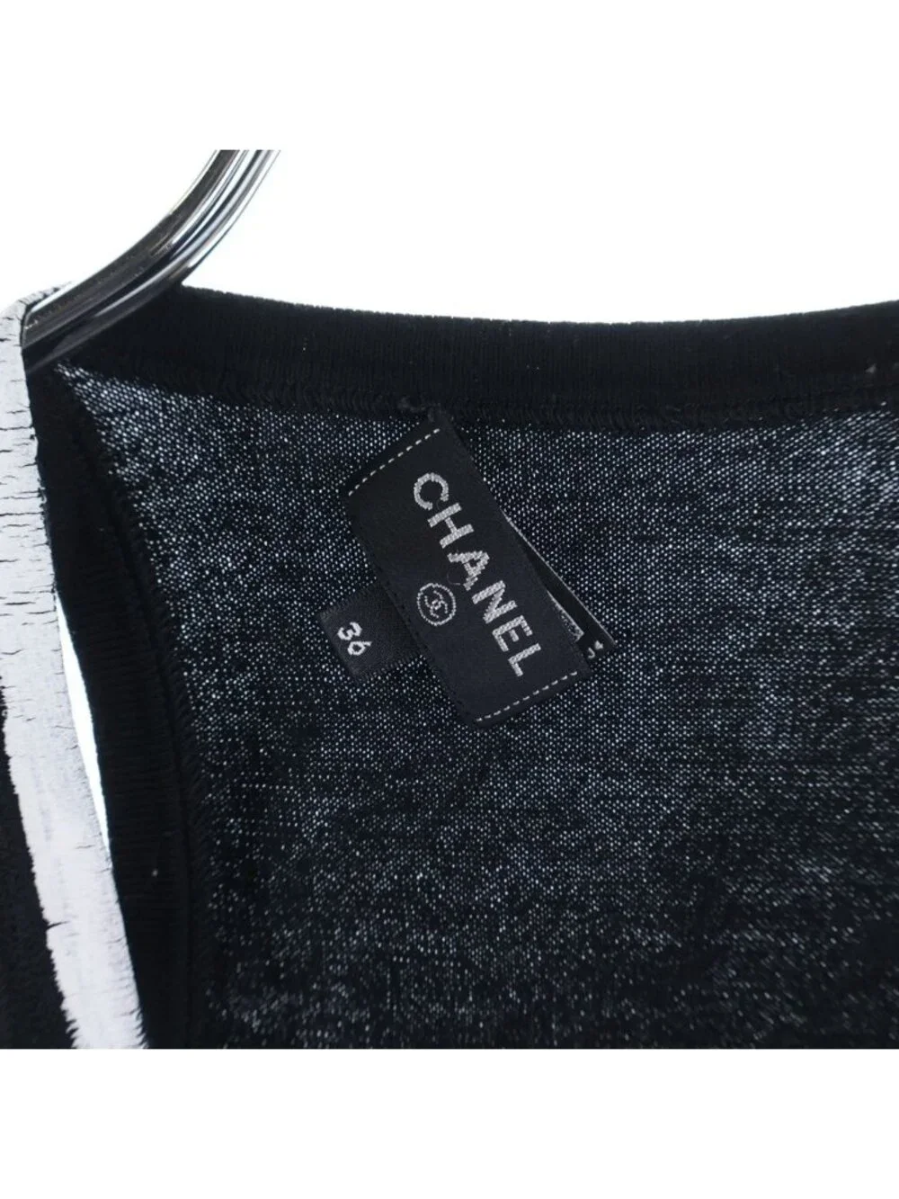 Chanel Front Print Sleeveless Tank Top Black